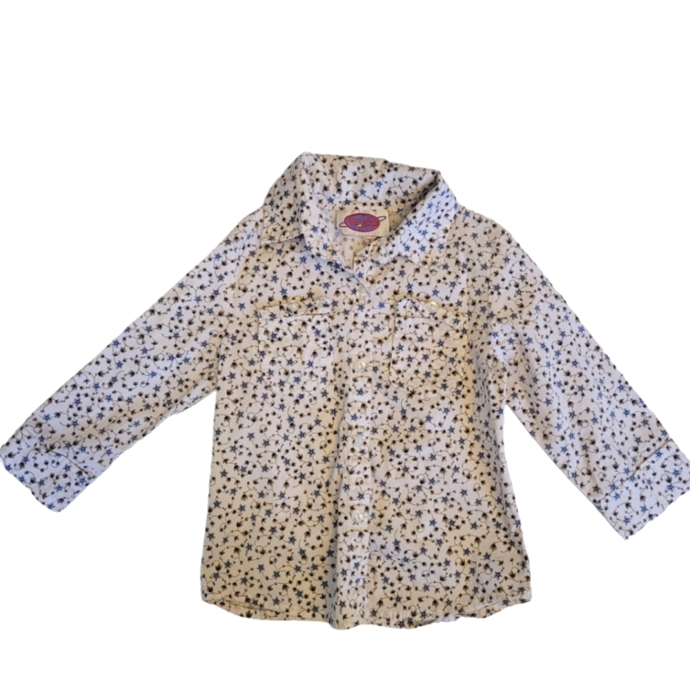 Vintage 1990s girls floral button down shirt